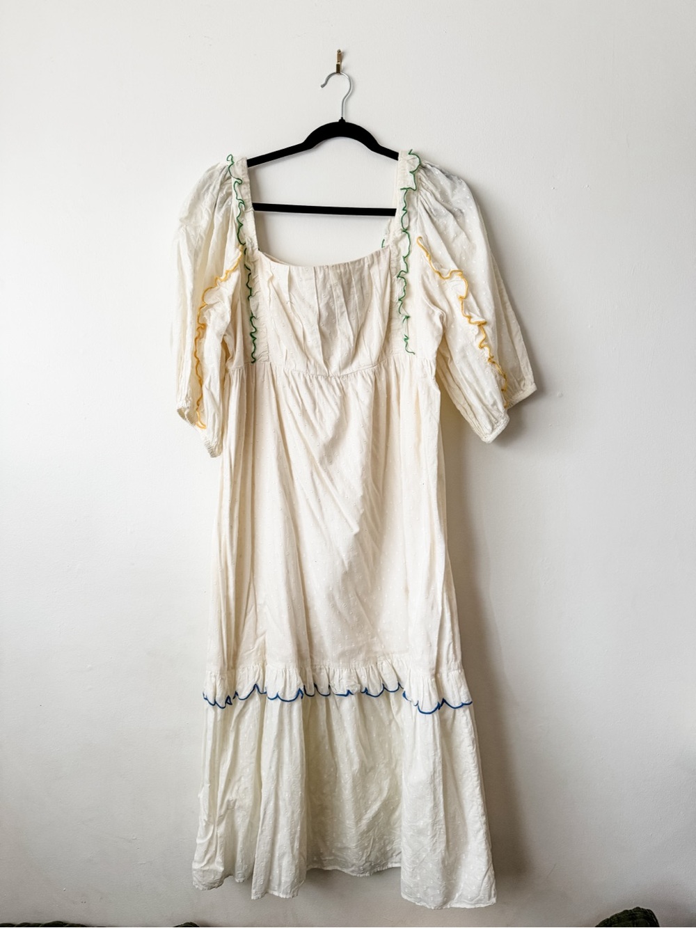 Farm Rio Swiss dot puff sleeve dress, size XL